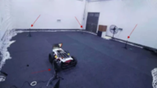 An unmanned vehicle with motion capture cameras arranged around it