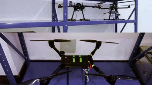 Multi-rotor UAV pasted with motion capture reflective logo points