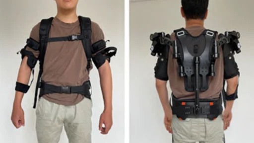 One subject in a passive upper extremity exoskeleton